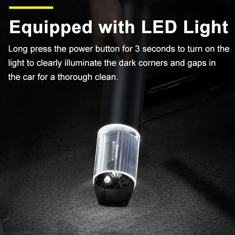 Baseus A3 15000Pa Car Vacuum Cleaner Wireless Cleaner Mini Portable Powerful Auto Vacuum Cleaner Air Blower W LED for Home Car