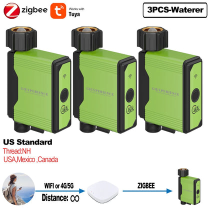 Giexperience GX02-ZG | Programmateur d’Arrosage Intelligent Zigbee/WiFi – Système d’Irrigation avec Suivi de Consommation d'Eau – Compatible Tuya & Smart Life